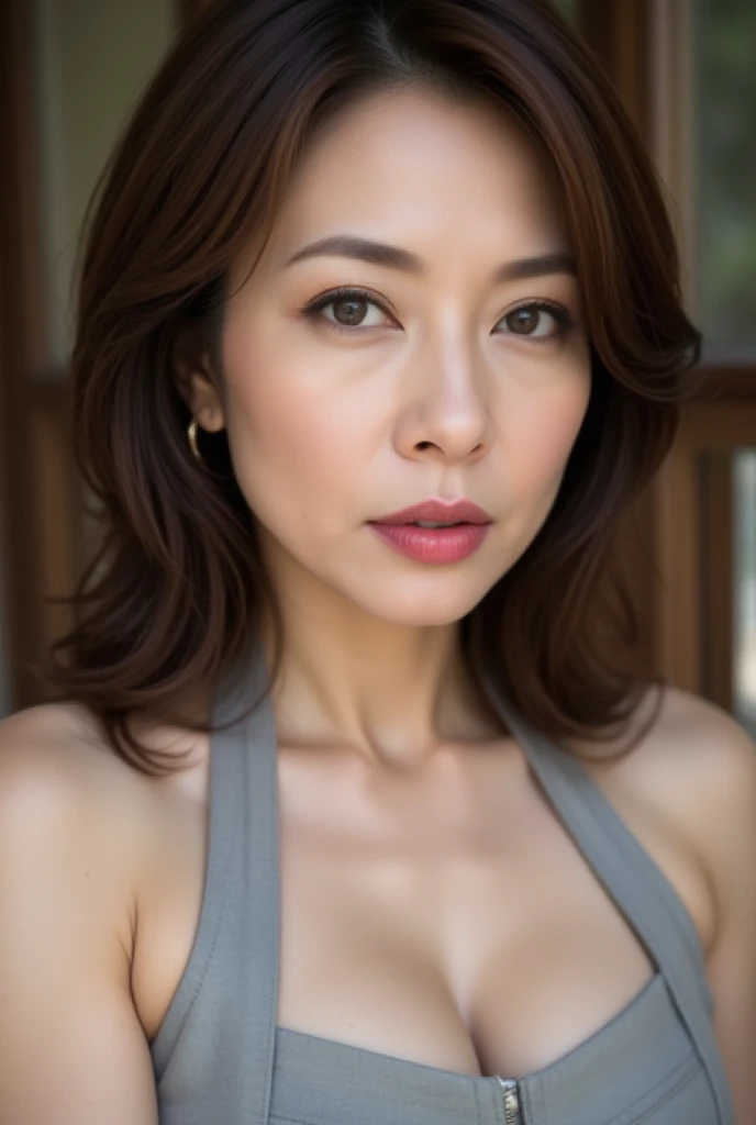 NSFW:1.5,((highest quality、8K resolution、master masterpiece、portrait:1.3)), Photoreal, 35mm film, 1 Japanese female, Upper body,Beautiful woman, on the street during the day, wrinkles around the eyes, plump body,,smile,((Leopard Micro Bikini:1.3)) , (outdoors:city street 1.3), jumbled background,look at the audience,Tokyo cityscape:1.3