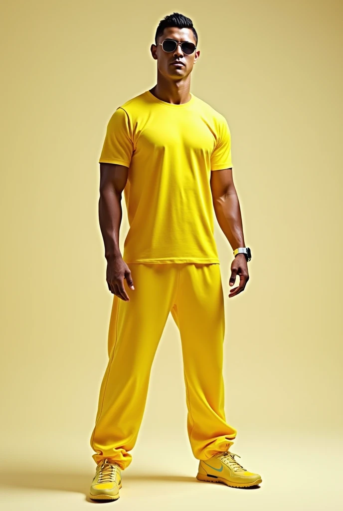 Gamer player with yellow costume 75% and 25% negro