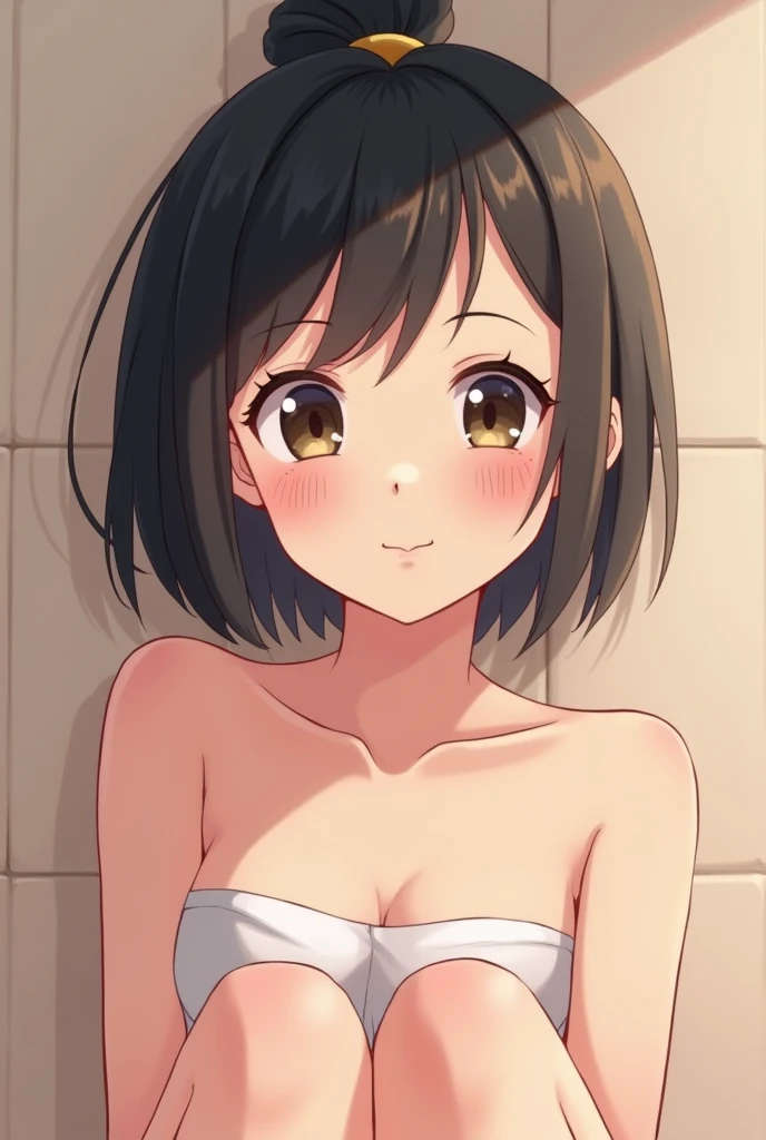 ((masterpiece)),(best quality,top quality,8k),waterpaint,illustration,paint,majestic,1girl,cute japanese,short hair,brown hair,shy face,smile,high sharpness,high res, , naked, medium breasts, steamy, fog, suana, cute, pretty, pubic hair, topless, bottomless, armpits, sexy, solo, 1girl, erotic, seductive