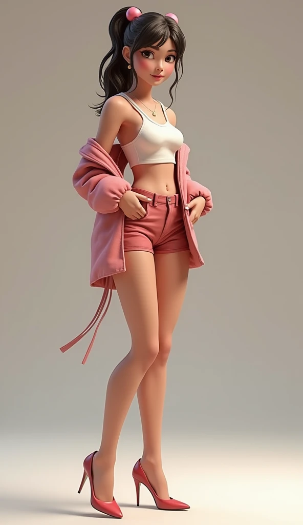Character name: Sakura Haruno
Full name: Sakura Haruno
Show name character: Haruno Sakura
Last name first name: Haruno Sakura
Gender: Female
Specifics: 1 girl, full body, pink hair, beautiful pink hair, pink hair, beautiful green eyes, detailed green eyes, perfect green eyes, nice figure, great body, good feminine figure, great curves
Fashionable modern outfit: A stylish, form-fitting pink blouse with intricate floral patterns adorning the fabric, paired with high-waisted skinny jeans that accentuate her curves. Over the blouse, she wears a soft, cream-colored cardigan with delicate lace detailing along the edges. Completing the look, she dons a pair of white platform sneakers adorned with cherry blossom motifs, and accessorizes with a silver necklace featuring a small cherry blossom pendant.
High quality: 8K
Perfect image: Best image
Highly detailed: Detailed
Beautiful