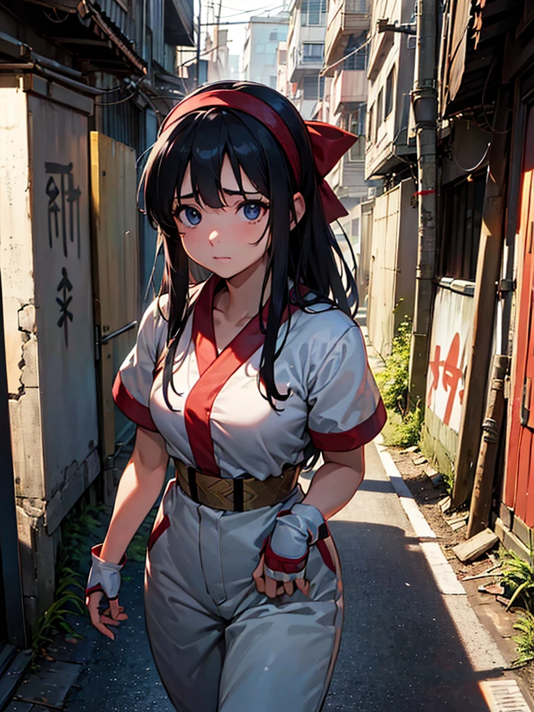 (Highly detailed CG unity 8k), (highest quality),(very detailed),(ultra high resolution), 1 female, white cloth gag, rope bondage, breasts rope bondage, hands back rope bondage, leg rope bondage, thigh rope bondage, bust rope bondage, feet rope bondage, Arms behind the waist, bound wrists, shackles the ankles, Legs together, Tie your ankles, Black Hair, Stagnation,Bow,hair band,Ainu clothing,Fingerless gloves,Short sleeve, malaise,