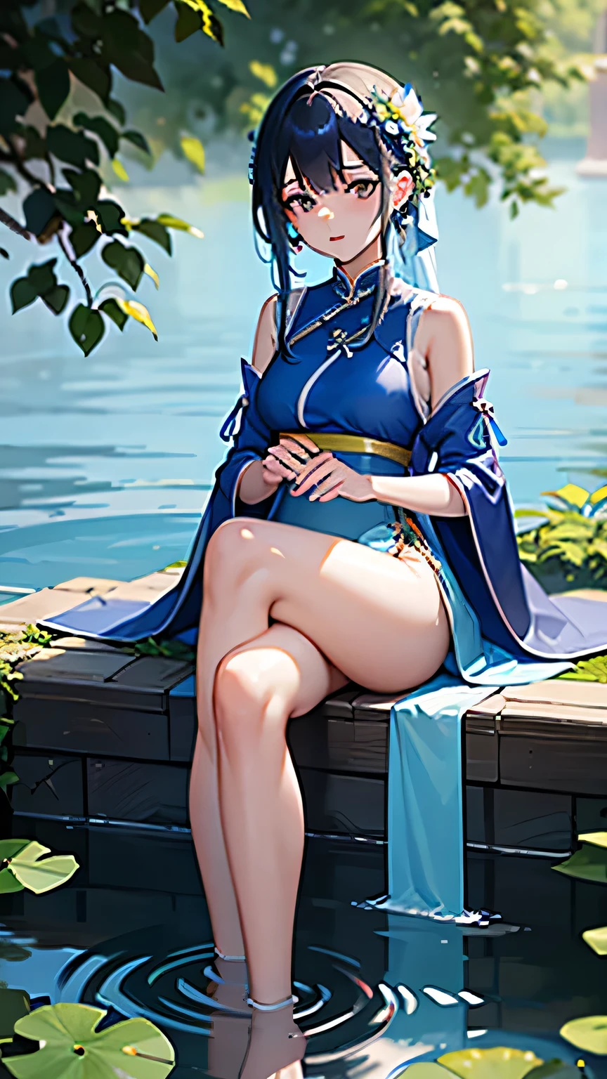 1 girl,Rem Rezero , serene expression, mesmerizing eyes, straight short hair,blue hair, flowing dress, poised posture, porcelain skin, subtle blush, crystal pendant
BREAK
golden hour, (rim lighting):1.2, warm tones, sun flare, soft shadows, vibrant colors, painterly effect, dreamy atmosphere
BREAK
scenic lake, distant mountains, willow tree, calm water, reflection, sunlit clouds, peaceful ambiance, idyllic sunset, ultra detailed, official art, unity 8k wallpaper
, zentangle, mandala