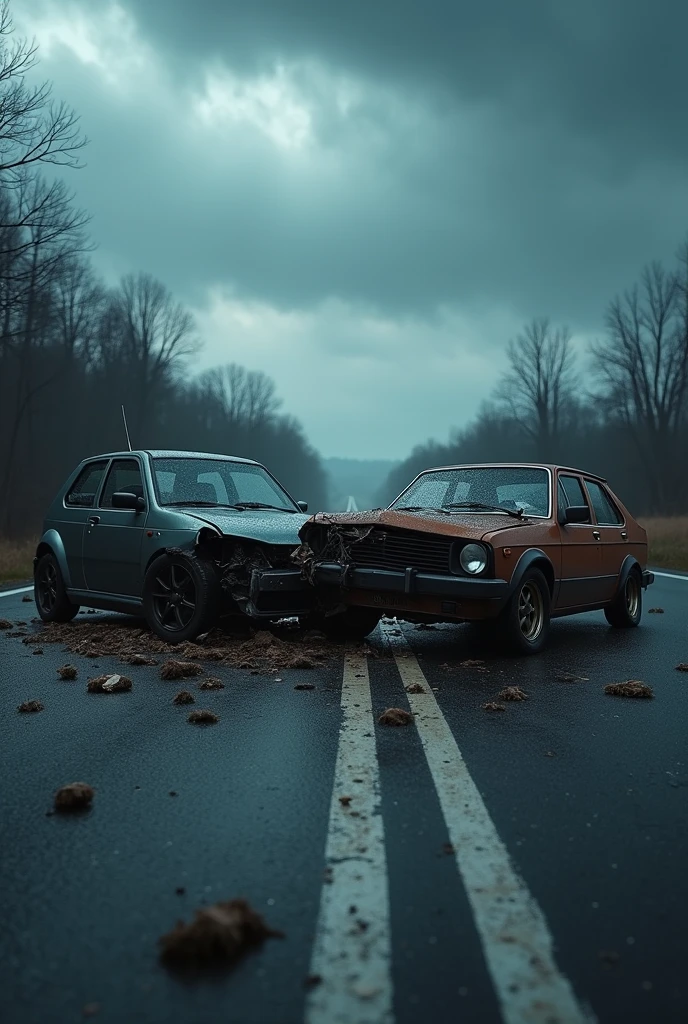 Car accident on road 
