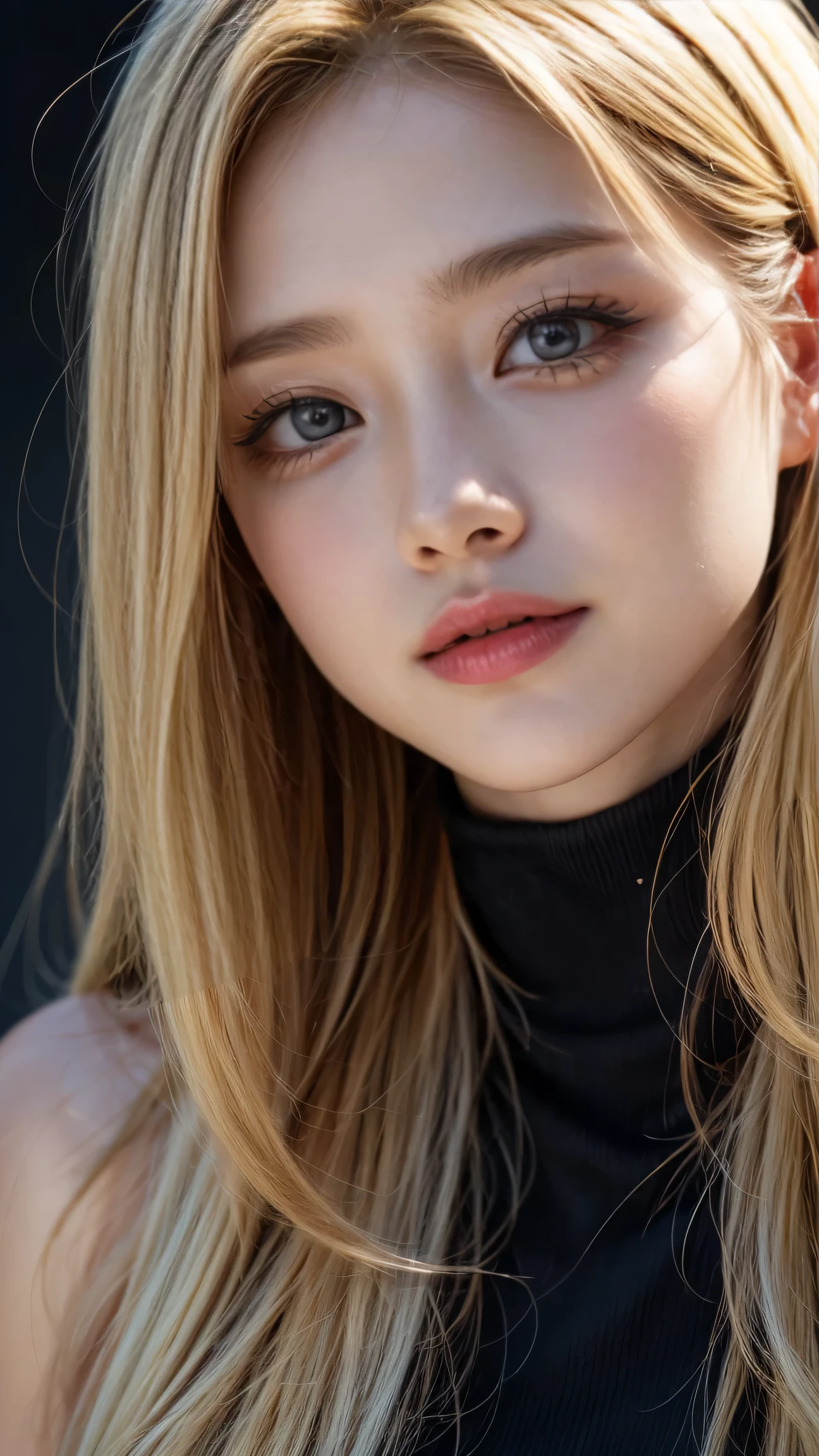 masterpiece, 8k,  Award-Winning Photos , photo realistic ,  realistic , Very  Details,  super high res, Ray Trakun, ///1 person, ( sleeveless turtleneck ),  knight , Blurred cityscape of South Korea,  most beautiful, 20 years old, ( sexy, Japanese Beauty), Look at me and smile , ( blonde hair :1.2,  cool disheveled hair ,  long wave hair:1.5), ///  Human Details Shiny Skin ,  colored contact lenses 、 Completely-valid, lipstick,  High Saturation Eye Shadow ,  details skin, Beautifully  Details face,  RAW photo, ( top quality ,  Details:1.3),  top quality , (Very  Details), Hyper  Details, (Delicate and  Details), (Complex Details), (Cinematic Light,  top quality  Backlights),  super high resの顔、 super high resの髪、 super high res sparkling eyes,  super high res glossy lips,  A beautiful face is drawn in every detail, Clear lines, from below, Alone,  soft Light,  mysterious in another dimension,  soft, Girls&#39; honest impressions, (whole body),  perfect body, huge breasts,  earrings for women with first name, ( sexy pose:1.2), (Bare Belly:1.3),((whole bodyアングル:1.7)),( high leg panties)