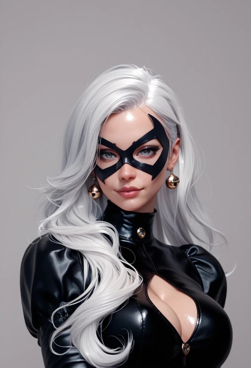 Black cat, sexy, big boobs, shiny skin, 4K, Work of art,  High Resolution , 