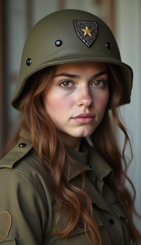 1girl, old war photograph,((eye contact)),,