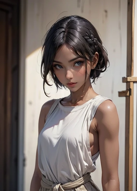 (masterpiece, best quality), 1girl, Zaffre Half-Up Braided Hairstyle, <lora:15_newspaper:0.8> naked newspaper