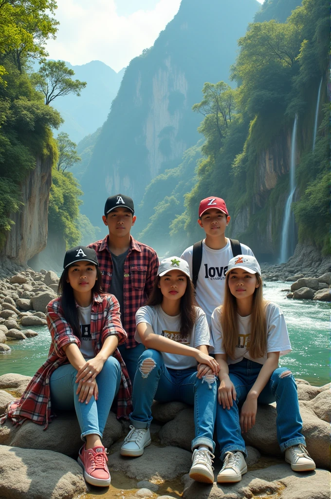 several people are standing on a path with a group of people, with many travelers, scenary, coban, in jungle forest peak, dang my linh, on a mountain, touring, in volcano, in mountains, on the mountain, taken on go pro hero8, in jungle forest !!!, picture, moutain in background, wining, hoang long ly