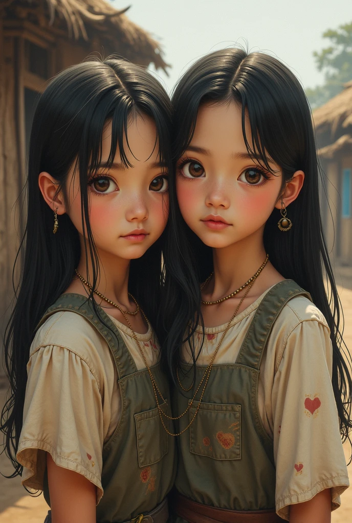 Two girls, twins, curly brown hair, at the zoo --auto --s2