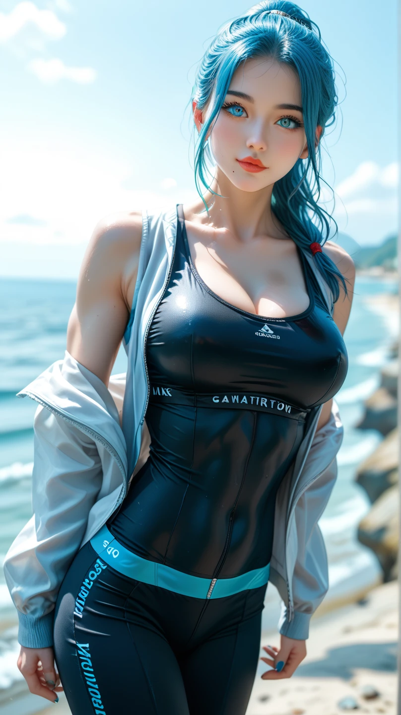 AIBeauty、Real Beauty、Sportswear Prompt、Snow Mountain、Mountain、Face masks、Spread your legs、ponytail、Light blue hair、No underwear、No bra