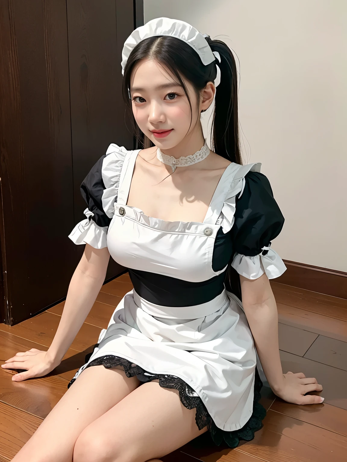 (Gothic Maid:1.3)
BREAK
cute, smile, twintails, black hair, knee-high tights, garter belt,
BREAK
in the mansion room,
high-resolution, ultra-detailed, best quality, 