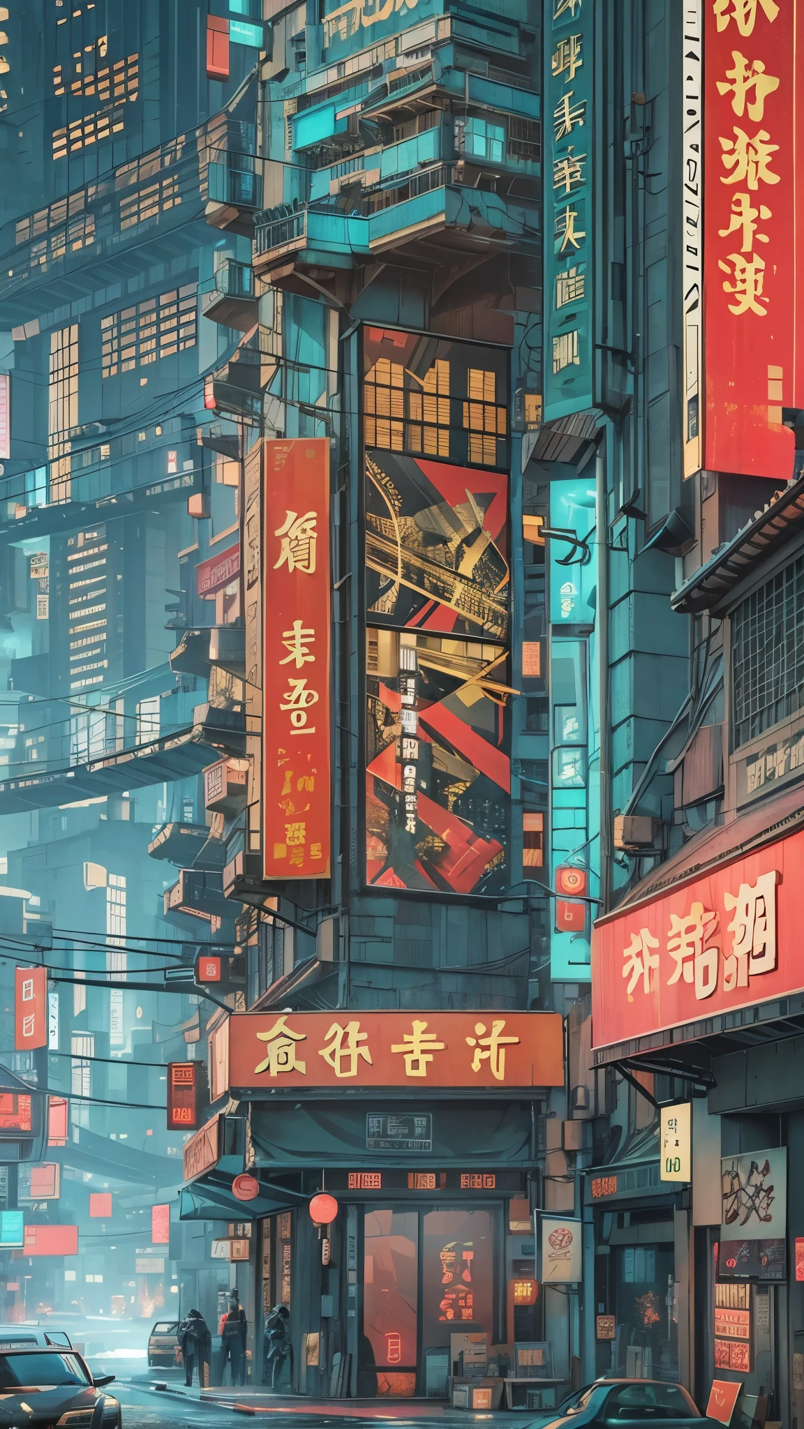  cyberpunk cities in sci-fi movies , Empty Streets,   knight , Chinoiserie architecture, Long-established store, Irregular, Circuit board, Wire,  complicated,  super detailed ,  realistic , hyper  realistic ,  High Quality , Highest,  super detailed ,  crazy detail ,  very detailed, Photo realistic , Epic epic , Highest品質, 32k --v 6