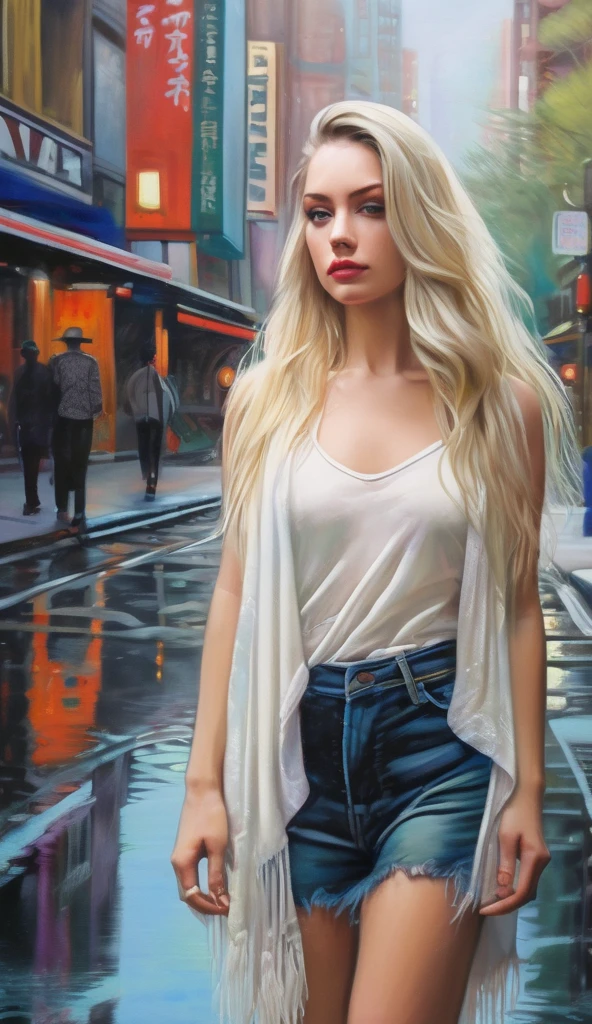 Miranda
Ray Frederick Coyle art style, plume and colored pencil style with pastel colors, intricate detailed image of a beautiful woman with white long hair, close up view, all view, model pose, wet painting realistic with Tokyo street background