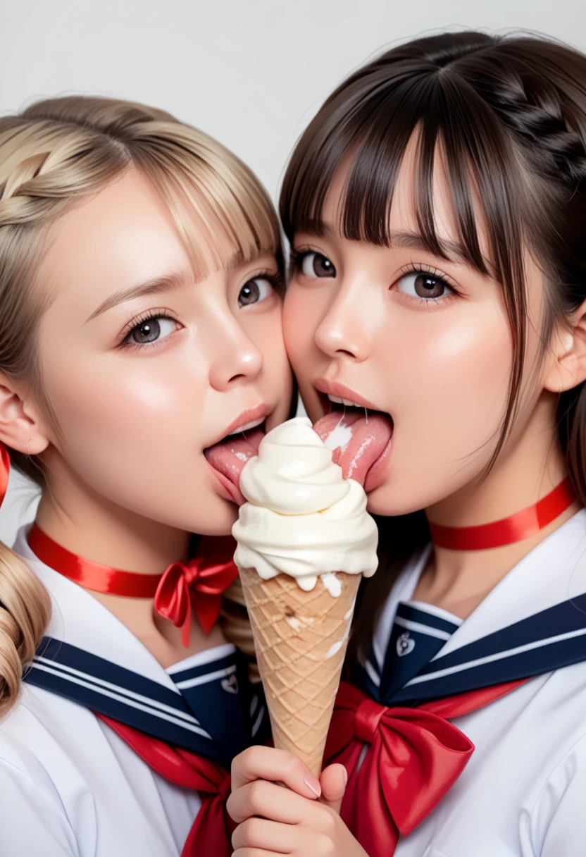 Safe content、(((non NSFW,)))2girls,innocent face,innocent cute face,((((masterpiece, best quality, extremely detailed 8K ))))(((so real human,so real girls)))
(((all girls want really sucking  and licking softcream,)))licking hard,
(((school uniform,little uniform,)))
random hair style long straight hair short hair twintails hair braid hair innocent bangs,ponytail,drill hair,wave hair,
((brainwashing choker)),(((((brainwashing ribbon )))))
(((brainwashed girls,)))
droll with tongue,(((((huge softcream stand at center position ,)))))
natural breasts,real school uniform,so small uniform,
((((innocent face focus))))
so little panties,heart eyes,lots of saliva,(((so dropping eyes,)))pink heart,her hand grab long candy powerful,licking liquid,long softcream with liquid,licking hard,