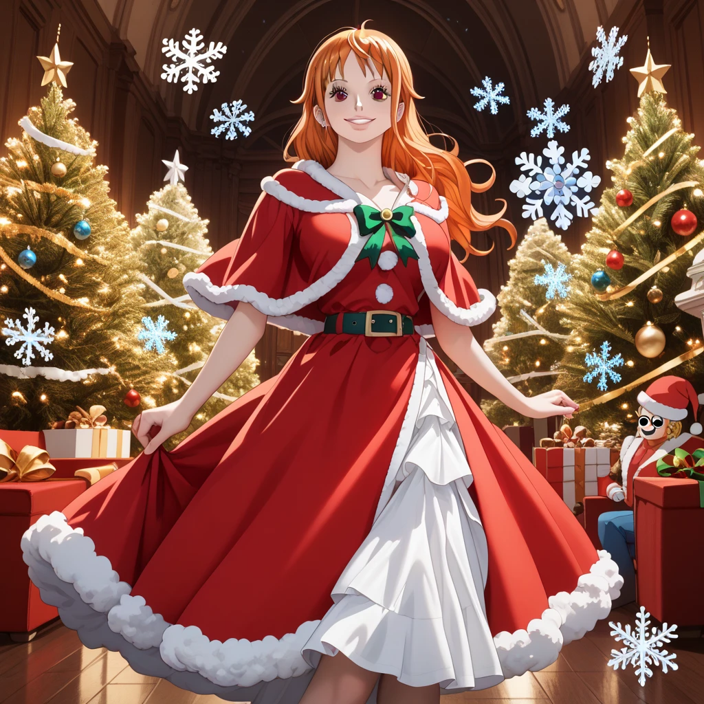 Mejor imagen, chica disfrazada de papa noel, feliz, bashful, peluche, christmas tree, Regalos de Navidad, nieve, foyer, decoration, cielo estrellado, Pegatinas