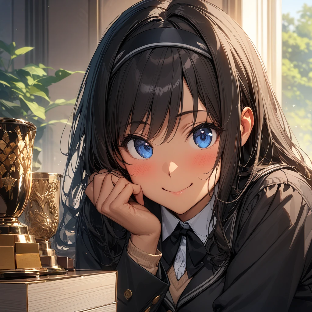 (masterpiece),(best quality),(ultra-detailed),(best illustration),(best shadow),(absurdres),(detailed background),(very aesthetic), haruka_Morishima, 1girl, Alone, kibito high school uniform, school uniform, hairband, long hair, blue eyes, black hair, long sleeves, smile, black jacket, jacket, very close-up, portrait, anime coloring(((( dark skin:1.4 )))), masterpiece, masterpiece, masterpiece, masterpiece, masterpiece, masterpiece, masterpiece, masterpiece, masterpiece, masterpiece, masterpiece,  High Definition ,  High Definition ,  High Definition ,  High Definition ,  High Definition ,  High Definition ,  High Definition ,  High Definition ,  ANATOMICALLY CORRECT ,  ANATOMICALLY CORRECT ,  ANATOMICALLY CORRECT ,  ANATOMICALLY CORRECT ,  ANATOMICALLY CORRECT ,  ANATOMICALLY CORRECT ,  ANATOMICALLY CORRECT ,  ANATOMICALLY CORRECT ,  ANATOMICALLY CORRECT ,  ANATOMICALLY CORRECT ,  ANATOMICALLY CORRECT ,  ANATOMICALLY CORRECT ,  ANATOMICALLY CORRECT ,  ANATOMICALLY CORRECT ,  ANATOMICALLY CORRECT ,  ANATOMICALLY CORRECT ,  ANATOMICALLY CORRECT ,  ANATOMICALLY CORRECT ,  ANATOMICALLY CORRECT ,  ANATOMICALLY CORRECT ,  ANATOMICALLY CORRECT ,  ANATOMICALLY CORRECT ,  ANATOMICALLY CORRECT , 最 High Quality , 最 High Quality , 最 High Quality , 最 High Quality , 最 High Quality , 最 High Quality , 最 High Quality , 最 High Quality , 最 High Quality , 最 High Quality ,  won many awards ,  won many awards ,  won many awards ,  won many awards ,  won many awards ,  won many awards ,  won many awards ,  won many awards ,  won many awards ,  won many awards ,  won many awards ,  High Details,  High Details,  High Details,  High Details,  High Details,  High Details,  High Details,  High Details,  High Details,  High Details,  High Details,  very detailed,  very detailed,  very detailed,  very detailed,  very detailed,  very detailed,  very detailed,  very detailed,  very detailed,  Ultra Fine,  Ultra Fine,  Ultra Fine,  Ultra Fine,  Ultra Fine,  Ultra Fine,  Ultra Fine,  Ultra Fine,  Ultra Fine,  Ultra Fine,  Ultra Fine,  Ultra Fine,  textured skin,  textured skin,  textured skin,  textured skin,  textured skin,  textured skin,  textured skin,  textured skin,  textured skin,  textured skin,  textured skin,  textured skin,  textured skin,  textured skin,  High Quality ,  High Quality ,  High Quality ,  High Quality ,  High Quality ,  High Quality ,  High Quality ,  ANATOMICALLY CORRECT ,  ANATOMICALLY CORRECT ,  ANATOMICALLY CORRECT ,  ANATOMICALLY CORRECT ,  ANATOMICALLY CORRECT ,  ANATOMICALLY CORRECT ,  ANATOMICALLY CORRECT ,  ANATOMICALLY CORRECT ,  ANATOMICALLY CORRECT ,  ANATOMICALLY CORRECT ,  ANATOMICALLY CORRECT ,  ANATOMICALLY CORRECT ,  ANATOMICALLY CORRECT ,  ANATOMICALLY CORRECT ,  ANATOMICALLY CORRECT ,  ANATOMICALLY CORRECT ,  ANATOMICALLY CORRECT ,  ANATOMICALLY CORRECT ,  ANATOMICALLY CORRECT ,  ANATOMICALLY CORRECT ,  ANATOMICALLY CORRECT ,  textured skin,  textured skin,  textured skin,  textured skin,  textured skin,  textured skin,  textured skin,  textured skin,  textured skin,  textured skin,  textured skin,  textured skin,  textured skin,  textured skin,  textured skin,  textured skin,  textured skin,  won many awards ,  won many awards ,  won many awards ,  won many awards ,  won many awards ,  won many awards ,  won many awards ,  won many awards ,  won many awards ,  won many awards ,  won many awards ,  won many awards , accurate, accurate, accurate, accurate, accurate, accurate, accurate, accurate, accurate, accurate, accurate, accurate, accurate, accurate, 