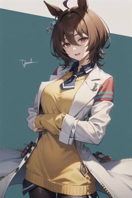 masterpiece, best quality, highres,
(illustration:1.4), (beautiful detailed eyes),
1girl,solo,
BREAK <lyco:アグネスタキオンagnes_tachyon_loha-000006:0.7>,agnes tachyon \(umamusume\),
(single earring, long sleeves, sleeves past wrists, sleeves past fingers, collared shirt, black shirt, yellow sweater, sweater vest, black necktie, short necktie, open coat, white coat, labcoat, )
BREAK medium breasts,
cowboy shot,
sexy pose,
smirk,
evil smile,
mastrubation, orgasm,blush,
embarrassed,full lips,
bedroom,indoors,
