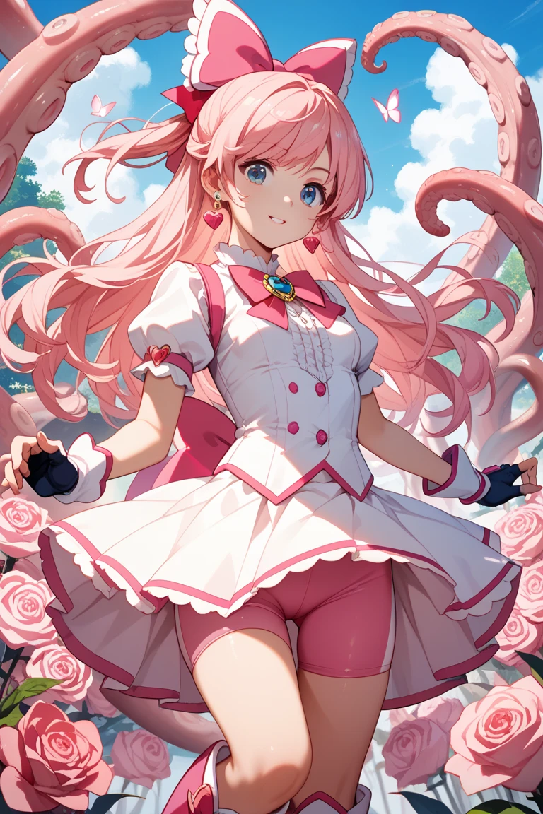 nsfw:1.1, high resolution:1.7, incredibly absurdres, kawaii:1, cute:1.5, hires.fix, anime visual:1, incredibly fine illustration,8k,masterpiece:1.2,best quality, high quality, exquisite, beautiful, insanely detailed, intricate detailed, extremely detailed, Super Definition, ultra high res, Super Resolution, best aesthetic, ultra detailed:1.5, best quality, perfect face, detailed face, masterpiece:1.2, illustration:1.2, 8k cg wallpaper, stunning art,absurdres,octane render,ultra hires, 
Japanese Actress,(Idol),18yo,Beautiful,(Cute and lovely),cute girl,((anime elf with extremely cute and beautiful pink hair)),((((pink hair:1.35,colored inner hair,ear breathing)))),(((green_eyes:1.3))),intricate eyes,beautiful detailed eyes,symmetrical eyes,big eyes:1.5,enchanting bright eyes studded with gold and silver dust,(((pinky skin,glowing_skin,lustrous skin:1.5,bright skin: 1.5,skin tanned,shiny skin,very shiny skin,shiny body,plastic glitter skin,exaggerated shiny skin,illuminated skin))),upward breasts,waist slender,(detailed body,(detailed face)),cute,daring,zettai ryouiki,show skin,best relationship with four fingers and one thumb,Very Fine Face and Eyes,Very Fine Hair,(Perfect Anatomy),((girl trembling with sexual climax)),Garter Belt,Bare shoulders,((Check out our thru-rack chokers and midi rings with chains,(a girl),(pink medium hair), disheveled hair, short hair, twintail, two side up hair, sky blue ribbon trim, shiny hair, shiny skin, cute face,(orgasm face, O-face), blush cheeks, arched back, (ager magical girl), pink frill skirt, white leotard, pink insert, ribbon, (white elbow groves), white legwear, full body, (asphalt), (tentacles:1.2), (tentacles in vaginal)