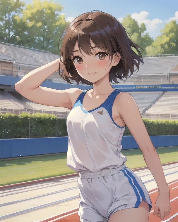 top-quality、Full limbs、complete fingers、Slender beauty、bob cuts、hime-cut、Sukusui、School swim wear、Swimwear only、a smile、ssmile、Small eyes、Flying in the sky、mid air、Japanese pattern