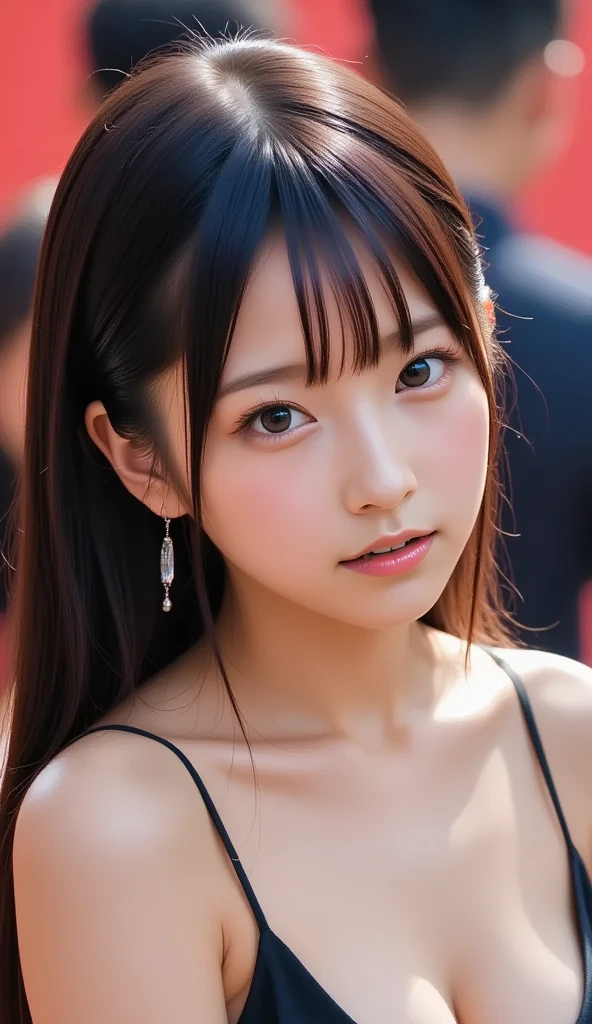 (japanese idol:1.3)、,(masterpiece,ultra high quality,32K.sharp photo,ultra high res, photorealistic,:1.1)(,,perfect face,symmetrical face,small face:1.3),beautiful breast,,(very thin body,very small hip:1.4),bright eyes,,eye lush,white pale skin,soft skin,young skin,earring,make-up,21 years old、The sculpture model is attractive, ( girl and boy.Photos、 photorealistic、 at stage、 ultra-detailed 、 ​masterpiece、 top quality) 、(nude,sex,nsfw,cowgirl position, vaginal,insert penis,ride on penis,POV,from front:1.4)、 charming eyes、  external expression 、 butt is small 、Colossal 、 ,most beautiful face 、 the cutest earrings in the world 、leaning back、((Insert、Deep joy、 severe pain ,open mouth half, enjoy,,:1.2）,(( Panting intensely :1.2))、 (ecstatic face、 climax expression:1.2)、,(looking at viewer:1.3)