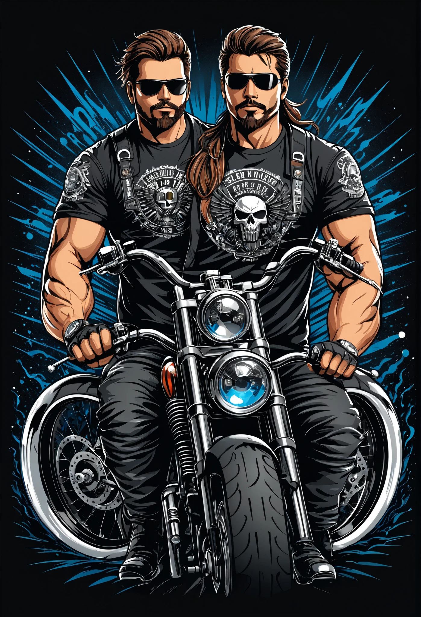 breathtaking biker, t shirt design, flat-colors, vector,  ((black backdrop)) . awardwinning, proffesional, highy detailed