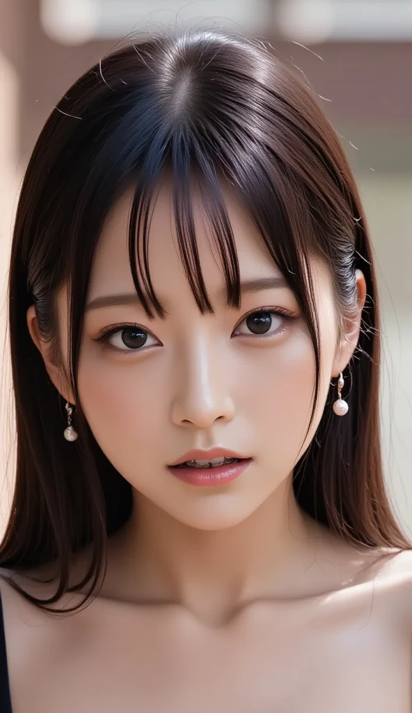 (japanese idol:1.3)、,(masterpiece,ultra high quality,32K.sharp photo,ultra high res, photorealistic,:1.1)(,,perfect face,symmetrical face,small face:1.3),beautiful breast,,(very thin body,very small hip:1.4),bright eyes,,eye lush,white pale skin,soft skin,young skin,earring,make-up,21 years old、The sculpture model is attractive, ( girl and boy.Photos、 photorealistic、 at stage、 ultra-detailed 、 ​masterpiece、 top quality) 、(nude,sex,nsfw,cowgirl position, vaginal,insert penis,ride on penis,POV,from front:1.4)、 charming eyes、  external expression 、 butt is small 、Colossal 、 ,most beautiful face 、 the cutest earrings in the world 、leaning back、((Insert、Deep joy、 severe pain ,open mouth half, enjoy,,:1.2）,(( Panting intensely :1.2))、 (ecstatic face、 climax expression:1.2)、,(looking at viewer:1.3)