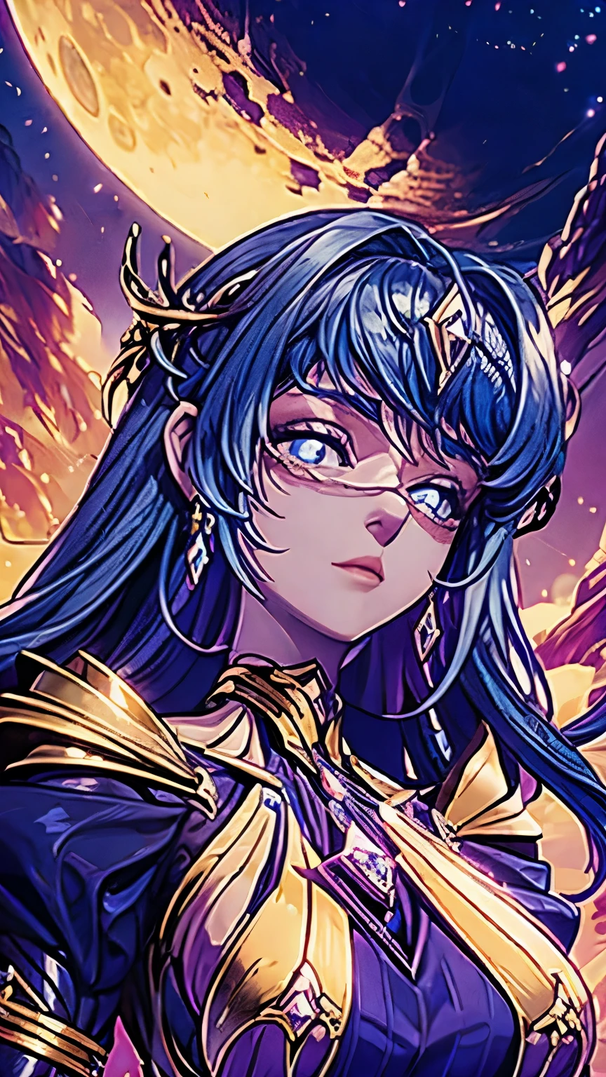 A close up of a woman with long hair and a sword - SeaArt AI