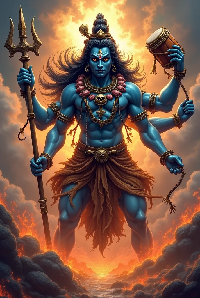 Lord shiva in his kalabhairava form oil painting...I want to be scary and eerie 