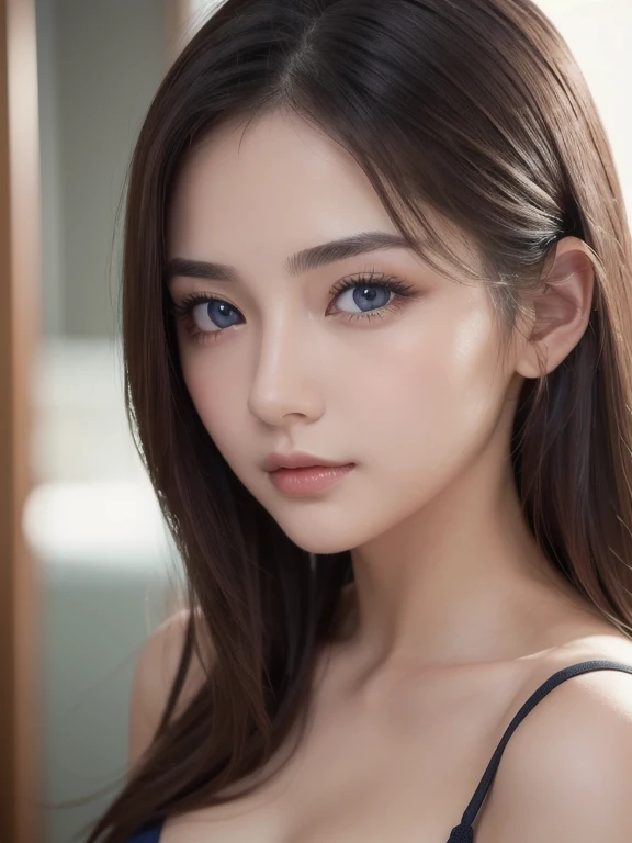 ((8K, top-quality, masterpiece, 超A high resolution, Photorealsitic:1.5)), 1girl in, age19, Look up at the viewer, Perfect dynamic composition, Highly detailed eye and face texture:1.3, Fair skin, (Beautiful blue eyes, Erotic eyes:1,5), (Face feeling ecstasy:1.5, Sexy face:1.5), A mouthfeel that feels beautiful eros:1.4, Facial expression when you feel that you are being caressed violently:1.4, Facial expressions when receiving pleasure:1.4, Expression drowning in pleasure:1.4, (foco nítido, Cinematic lighting), Show face only, (((Too erotic)))