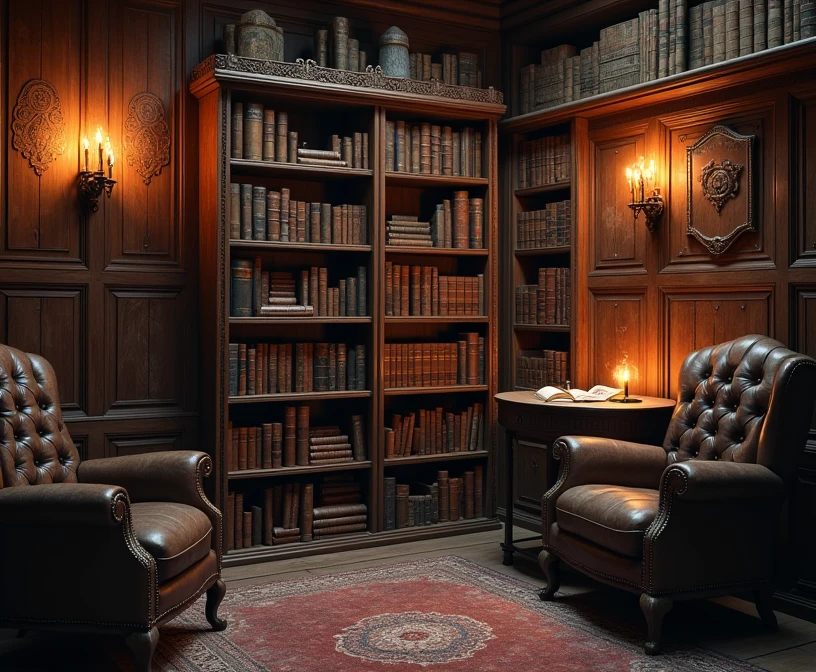 a modern library, dimly lit, low lighting, cozy atmosphere, warm lighting, bookshelf background, ambient lighting, minimal interior design, natural wood furniture, soft shadows, moody lighting, peaceful mood, intricate book details, refined aesthetic, elegant decor, atmospheric, photorealistic, 8k, high resolution, realistic