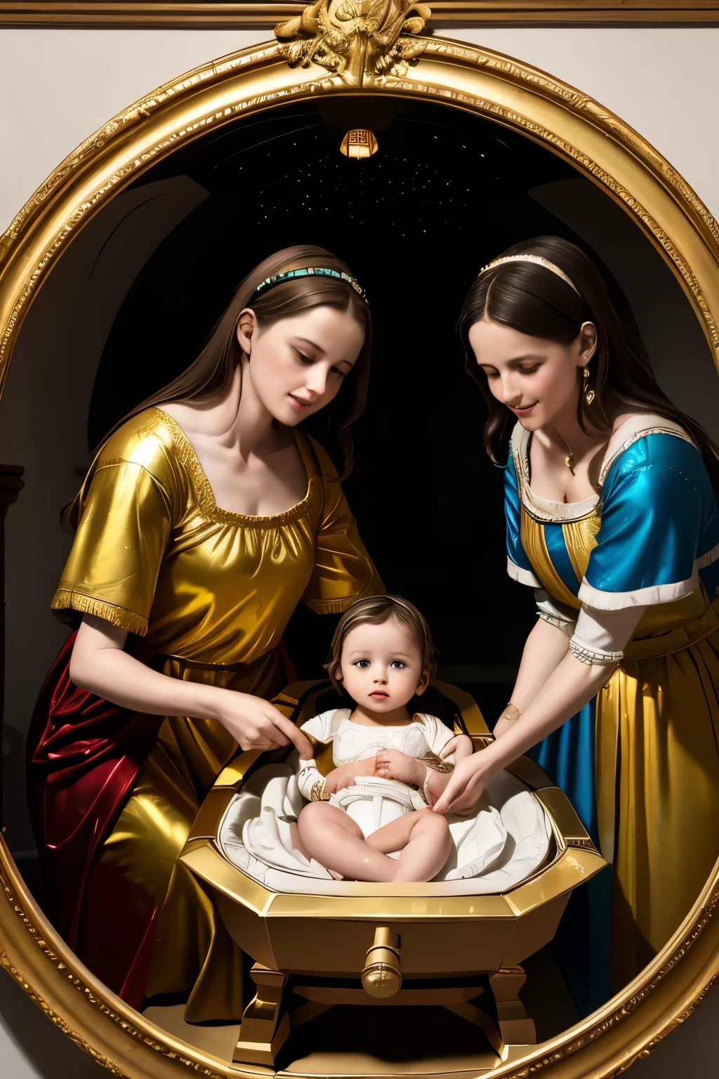 arafed painting of a nativity scene with a manger and a woman, by Gerald van Honthorst, gerard van honthorst, the birth, with infant jesus, by Cristofano Allori, by Jan Baptist Weenix, by Joris van der Haagen, by Jacob van Campen, by Johann Liss, biblical art lighting