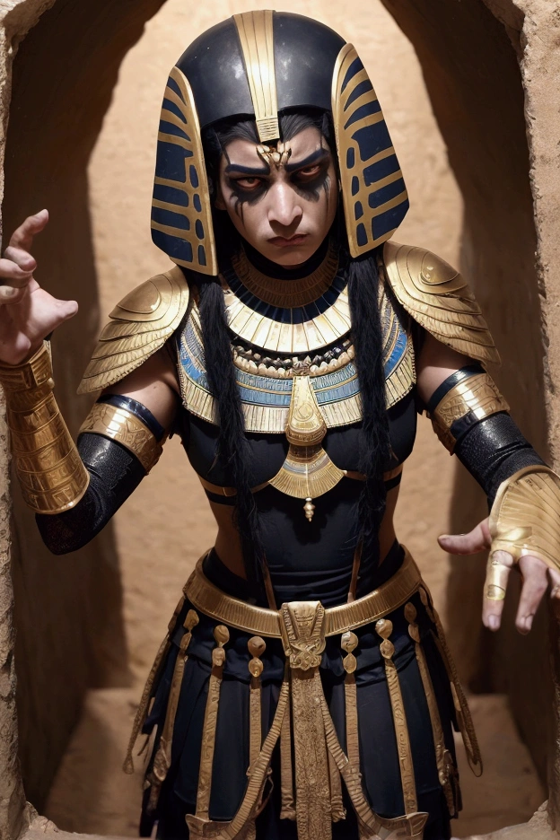 award winning photos, trending on artstation, (((A lifelike female mummy with bloods appears in the modern city, with broken bandages, muttered spells, glowing eyes, spell casting, magic spells, ancient Egyptian text))). (upper thighs shot), ethereal fantasy concept art , magnificent, celestial, ethereal, epic, majestic, magical, fantasy art, cover art, dreamy,