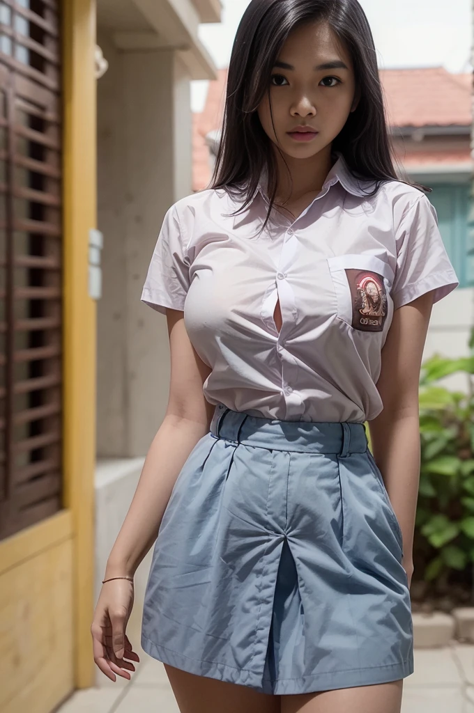 Selfie picture, RAW, Best quality, high resolution, masterpiece: 1.3), Beautiful young indonesian woman with short wavy hair, beautiful face, sex education on class room, sex pose, orgasm, showing vagina, open legs showing vagina, porn, creamy vagina, squirting, penis on vagina, ((senior high school clothes)), orgasm, highres, 4k, HDR, 1girl, realistic, big breasts, short wavy hair, ((whole body)) turning away facial at viewer, closeup, class room background.
