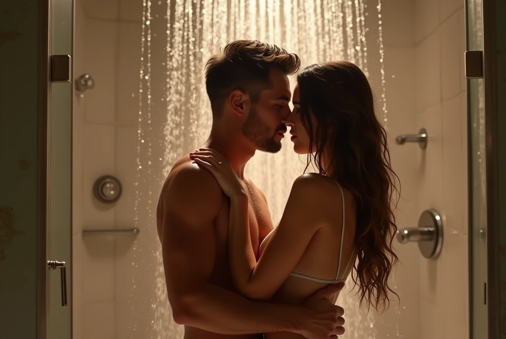  Explicit content As a man and a woman in the shower naked bathing