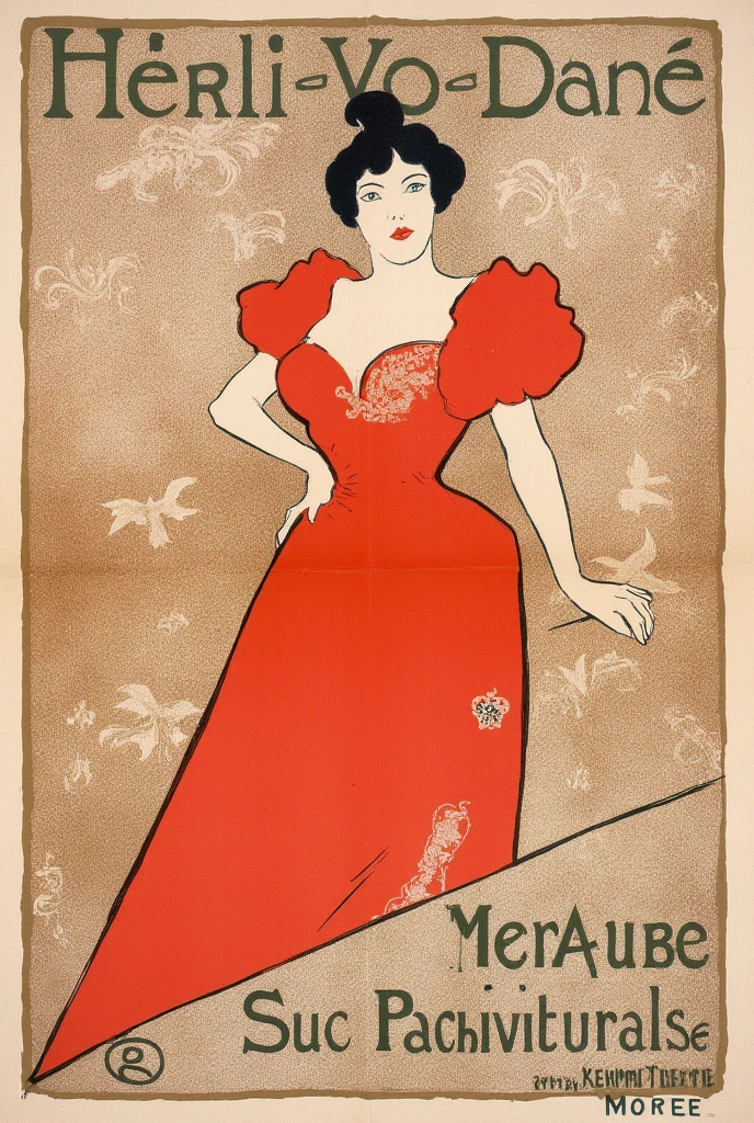 woman in red, 1895's screen printing poster by Toulouse-Lautrec