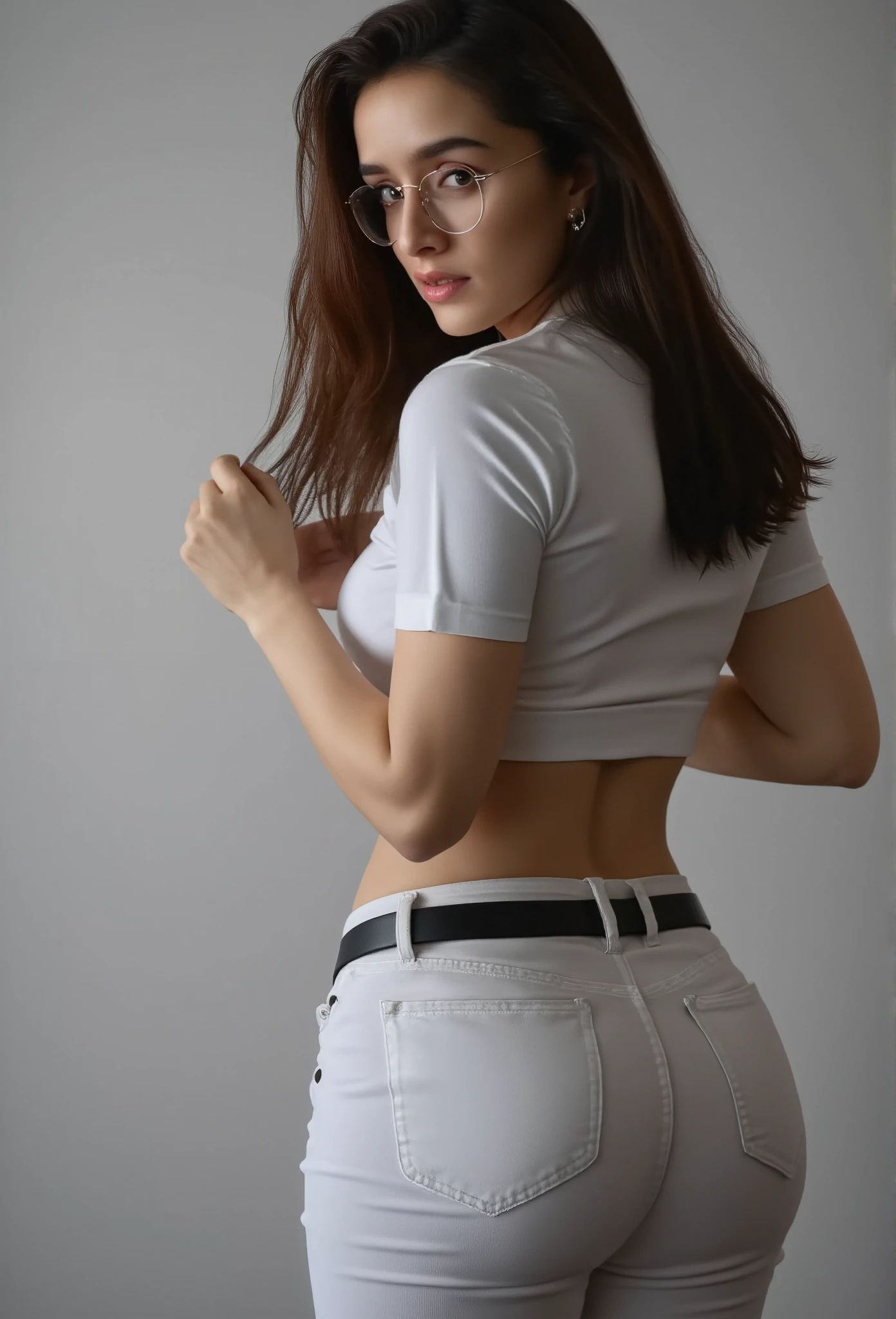 Adult girl glasses nurse squatting sexy Fullbody Big butt, rare view, big round ass, big butts..