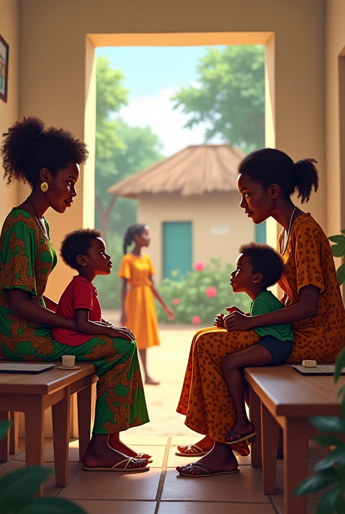 In a village in Mozambique, children gather under a tree and a teacher tells stories through a large book of visual drawings