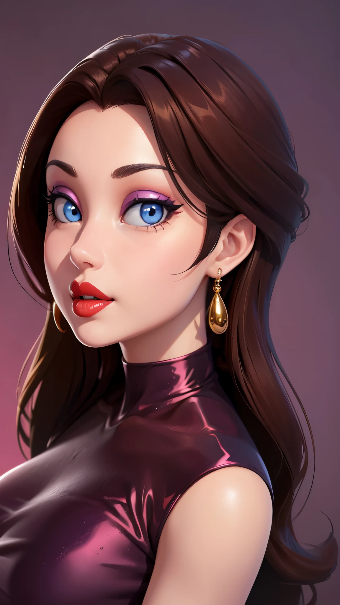 Must Piece, (Solo: 1.1), Perfect Face, (Bright Lighting: 1.2), Beautiful Eyes, Beautifully Detailed Face, Perfect Lighting, Absolutely necessary for the piece, Top Quality, () MILF, () 30 year old woman, Red lips, Lips, Lipstick, Red lips, Thick lips
 8K, High Quality, Animation, Married Woman, Pale Beauty, Beautiful Face,. Beautiful, Bright, Highlights in eyes, Sexy, Beautiful line drawing. Brown hair colour, Dark facial make-up, Dark purple eyeliner, Blue eyes, , Simple background, Large breasts, Dressed up, Winter clothes, Simple background, ((dressed up))