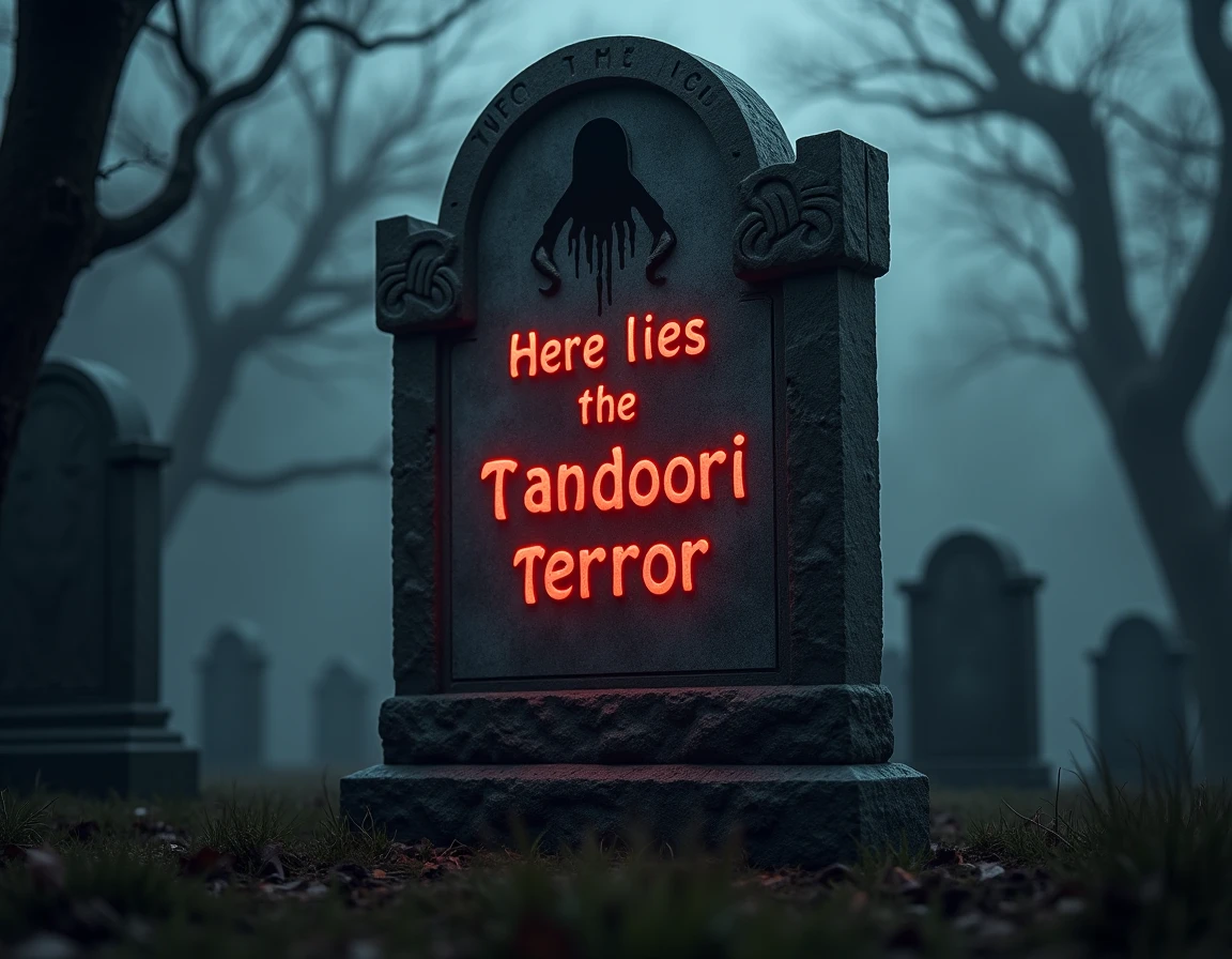 Generates an image similar to the cover of the horror movie "The Extortionist", with a sign in the middle that says "Terrorfest II"