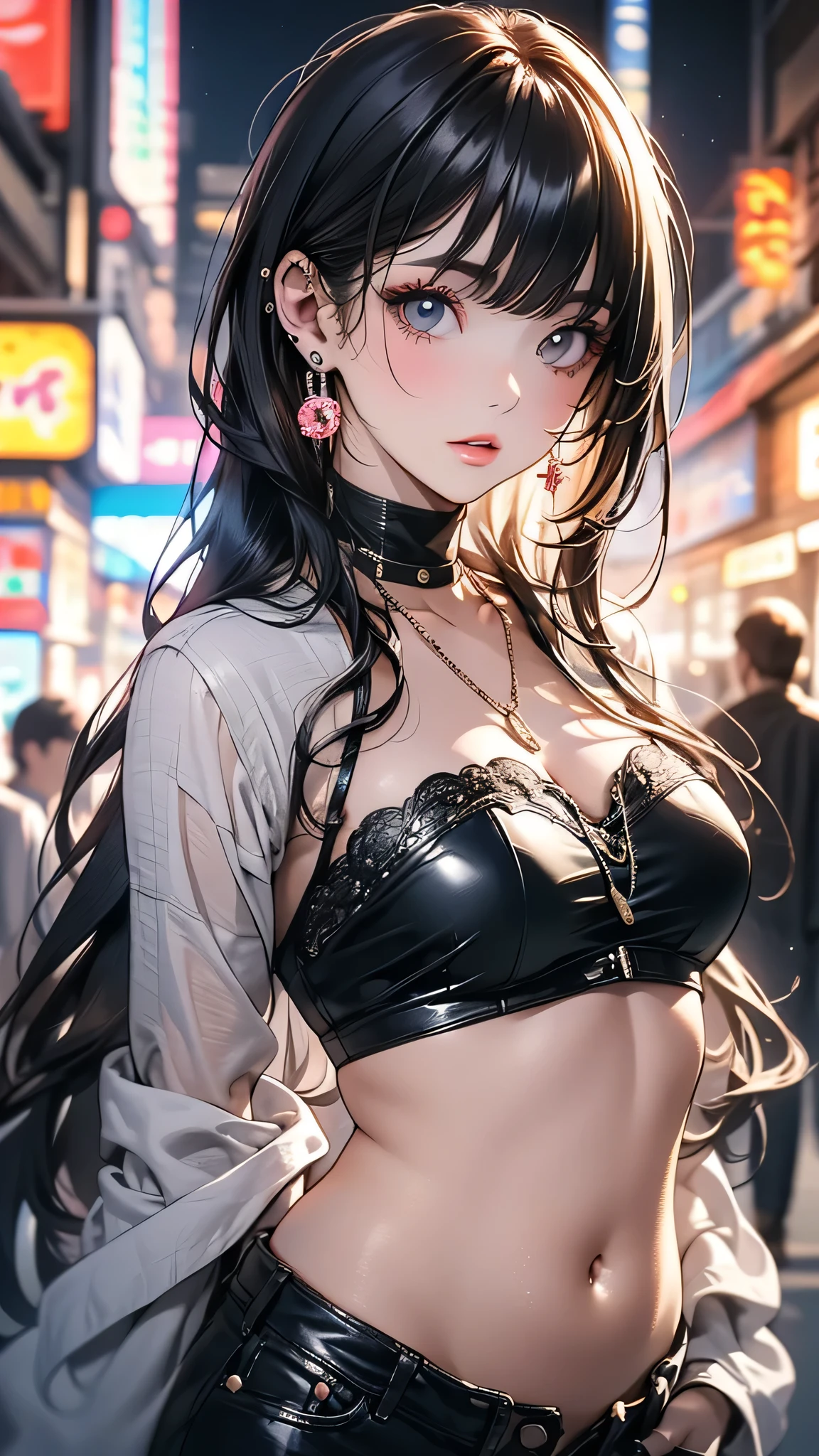 best quality, masterpiece, High resolution, a girl, Ninja costumes, necklace, jewelry, pretty face, big breasts, more than_Body, Tyndall effect, lifelike, dark studio, edge lighting, two-tone lighting, (HD skin: 1.2), 8K Ultra HD, SLR camera, soft light, high quality, Volumetric lighting, frank, photography, High resolution, 4K, 8K, Bokeh,