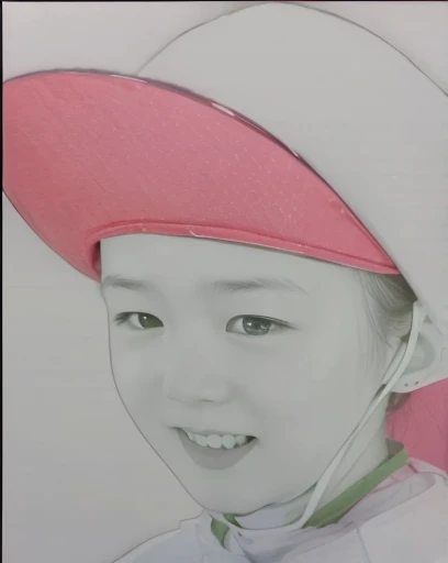 portrait of a little Asian girl wearing a red hijab, blue clothes