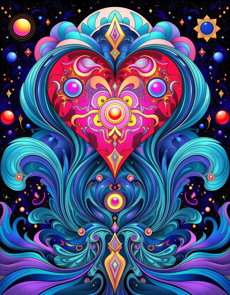 a psychedelic psychedelic wave with a heart in the middle, lsd waves, psychedelic waves, psychedelic art style, infinite psychedelic waves, 70s psychedelic style, psychedelic aesthetic, retro psychedelic illustration, psychedelic illustration, surreal psychedelic design, vaporwave surreal ocean, psychedelic acid trip, psychedelic surreal art, psychedelic style, psychedelic color scheme, psychedelic vibrant colors, colorful and psychedelic