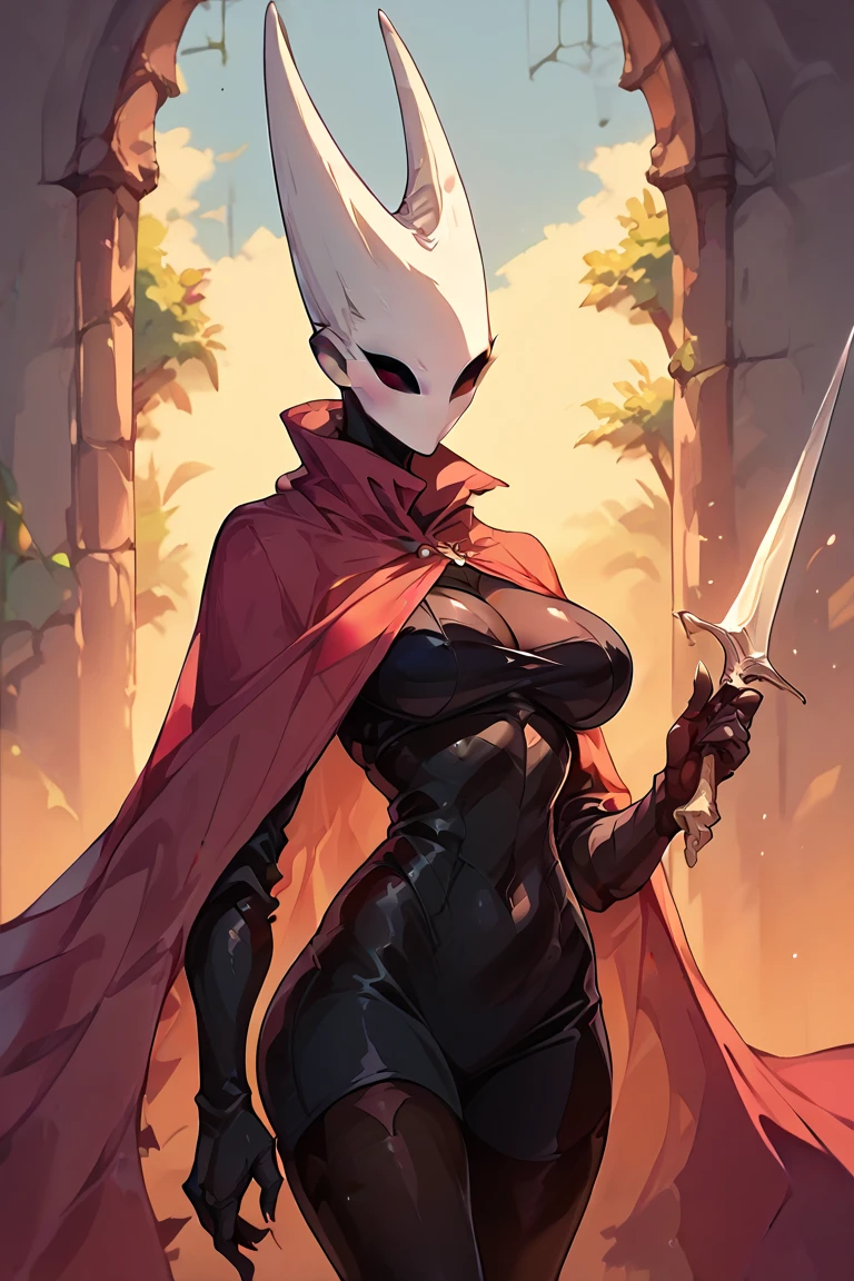  1girl, hornet_, red cloak,  big breasts 