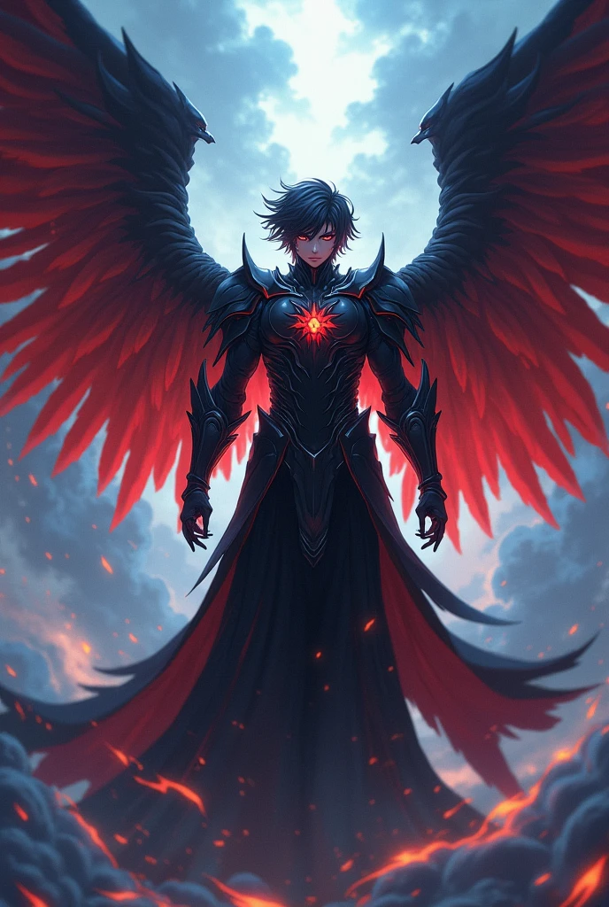 Fallen Angel Lucifer,  anime style , 