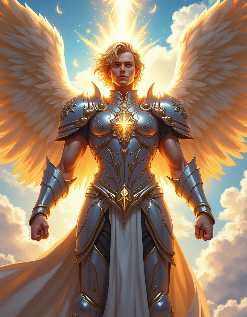  Archangel Michael, The patron of justice and love,  anime style , 