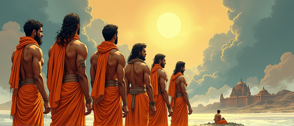 The birth of the Pandavas and Kauravas, two rival families, set the stage for the epic conflict depicted in the Mahabharata. Make it cartoon but adult
