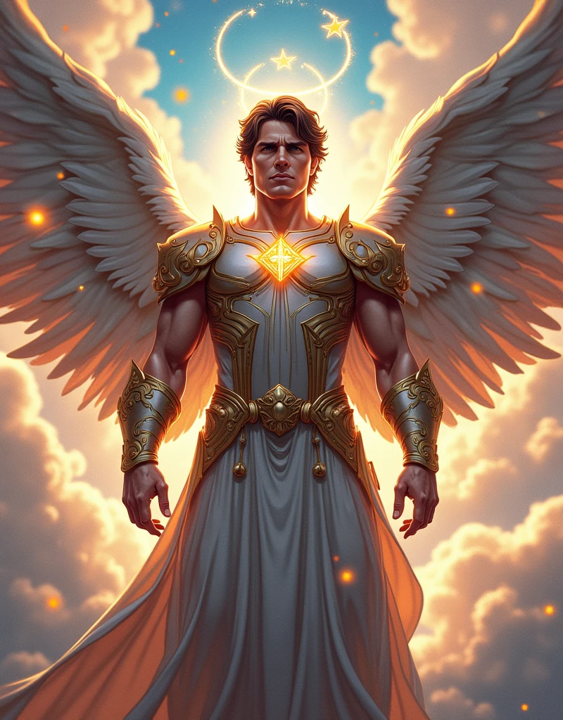  Archangel Michael, The patron of justice and love, Model Tom Cruise,  anime style , 