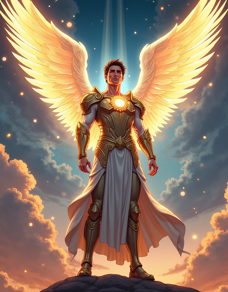  Archangel Michael, The patron of justice and love, Model Tom Cruise,  anime style , 