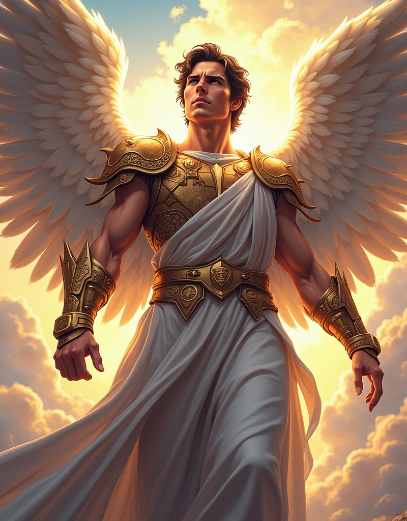  Archangel Michael, The patron of justice and love, Model Tom Cruise,  anime style , 