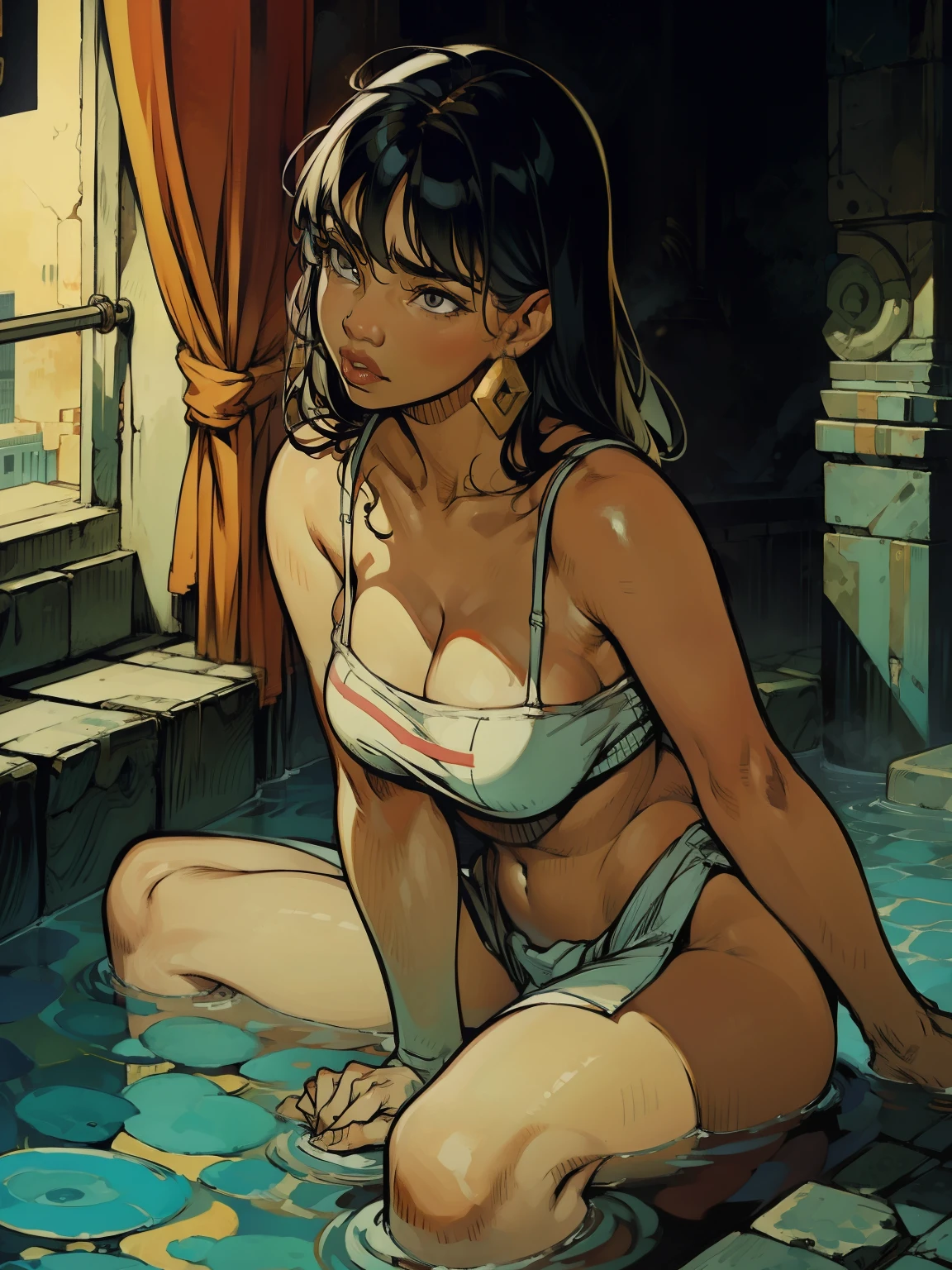 Chel, sexy, multiple positions, skinny, Chel, front curtain, sensual, multiple positions, low water, ((thin face))